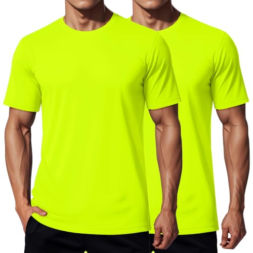 Men's Short Sleeve Athletic Shirt UPF 50+ Dry Fit Tee - Green, Large