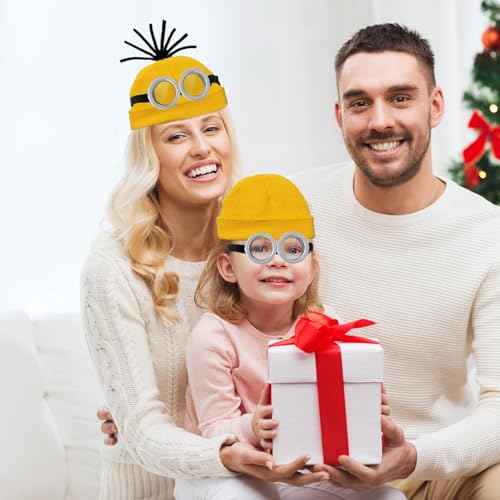 Costume Accessories Adult Steampunk Goggles Glasses Yellow Beanie Knit Hats