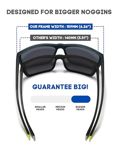 XXL Large Polarized Sports Sunglasses for Big Heads Men Black Grey Variation
