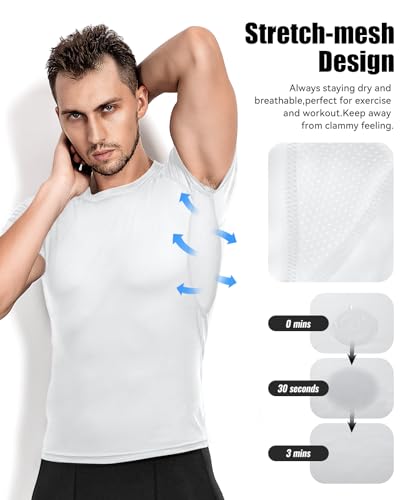 Niksa Men's Compression Shirts 2 Pack - Large White Short Sleeve Athletic Tops