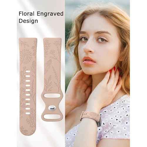 Minyee 3 Packs Floral Engraved Band Compatible with Fitbit Charge 6 Bands/Fitbit Charge 5 Bands Women, Cute Soft Silicone Dandelion Flower Pattern Sport Designer Fancy Summer Strap for Charge 6/5