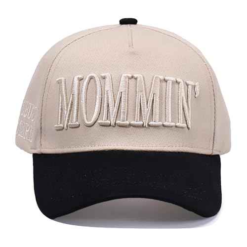 Vintage Two-Tone Trucker Hat Adjustable Baseball Cap with Mommin Embroidery Ponytail Fit Unisex Outdoor Casual Headwear