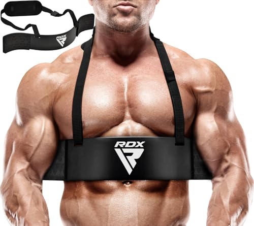 Black RDX Arm Blaster for Biceps and Triceps | 23-Inch Aluminum Curl Support with Adjustable Strap