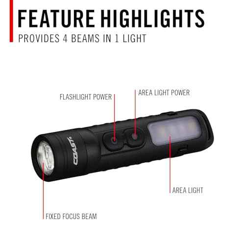 Coast KL35R 600 Lumen Rechargeable LED Pocket Flashlight with RED Light