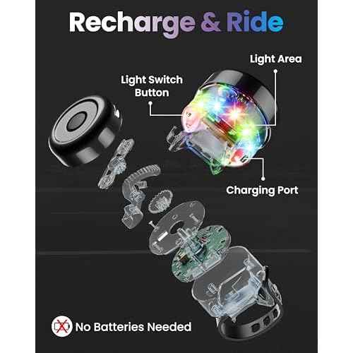 Bike Bell for Kids & Adults, LED Light Up Bike Bell Loud Crisp Sound Bicycle Bell with 3 Lighting Mode, Rechargeable Adjustable Strap Bike Accessories Fits Most City Bike Mountain Bike Children's Bike