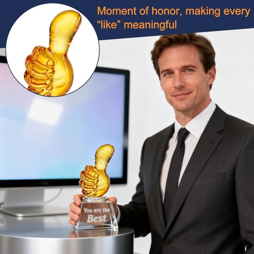 You Are The Best Gold Crystal Thumbs Up Award Trophy - Appreciation Gift