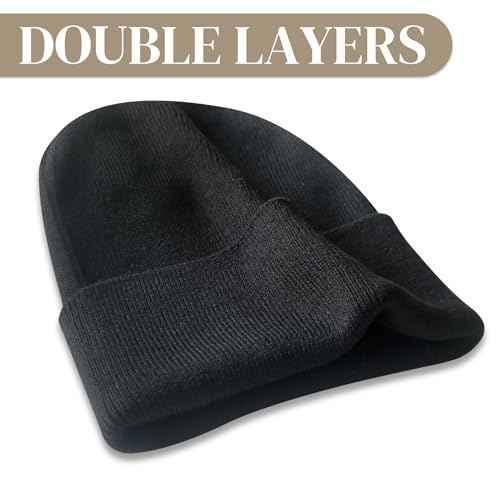 PFFY Beanie for Men Women Unisex Knit Cuffed Plain Winter Beanies Hats Skull Cap