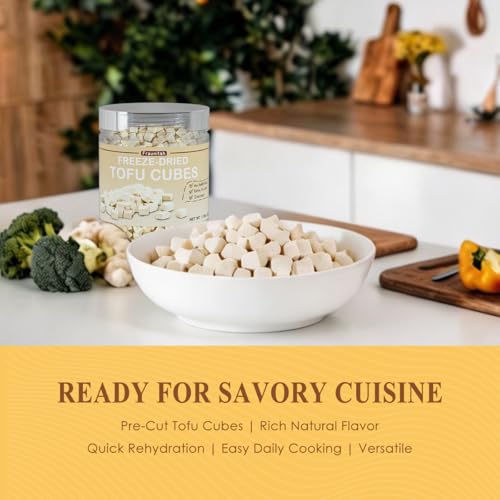 Freeze Dried Tofu Cubes 1.76oz for Soup Stir-Fry Salad Rehydration Pack of 1