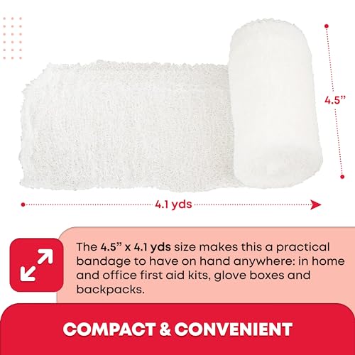 First Aid Gauze Roll 4.5 Inch x 4.1 Yards, Sterile, Latex-Free, 6-Ply, Individually Wrapped - 24 Count