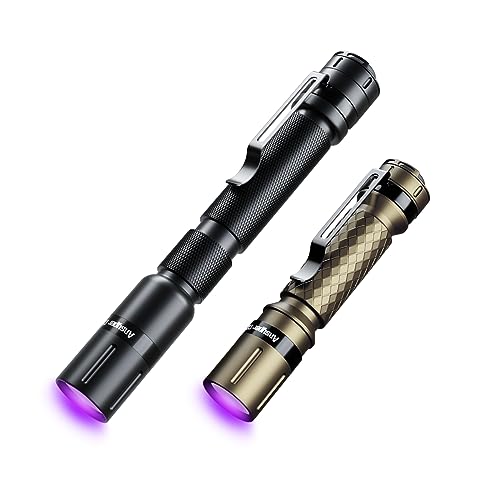UV Blacklight Flashlight Set - 2 Pack, Black & Gold, 395nm Detection Pen