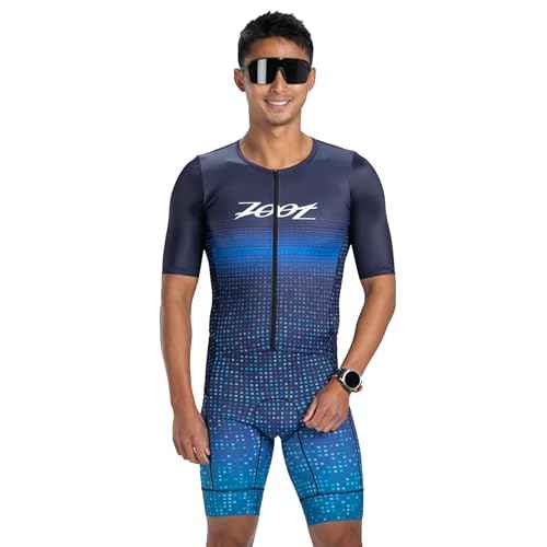 Zoot Men¡¯s LTD Tri Aero Fz Racesuit, Short Sleeve Aerodynamic Cycling Race Swim Bike Run Tri Suit with Pockets UPF 50+ Fabric