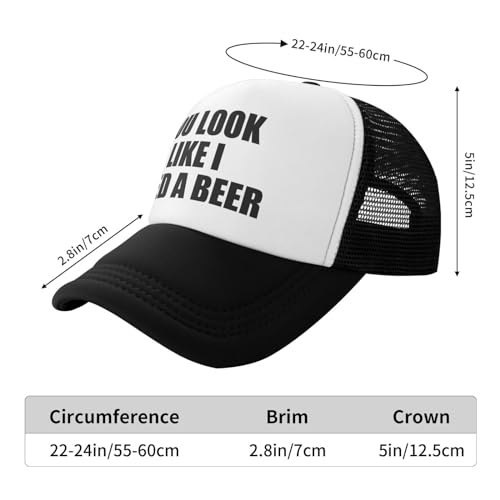 You Look Like I Need A Beer Funny Adjustable Mesh Trucker Hat for Adults Unisex Classic Hats Fishing Caps Black