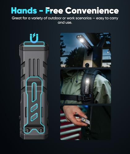 Rechargeable LED EDC Flashlight 1000 Lumens with Magnetic Base & Turbo Mode