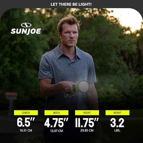 Sun Joe 24V-1500FL-LTE-P1 24V IONMAX Cordless 1500-Max Lumen LED Handheld Flashlight/Spotlight/Floodlight, 700-Yard Illumination, 90-Degree Pivot Head, Belt Hook, w/ 2.0-Ah Battery and Charger