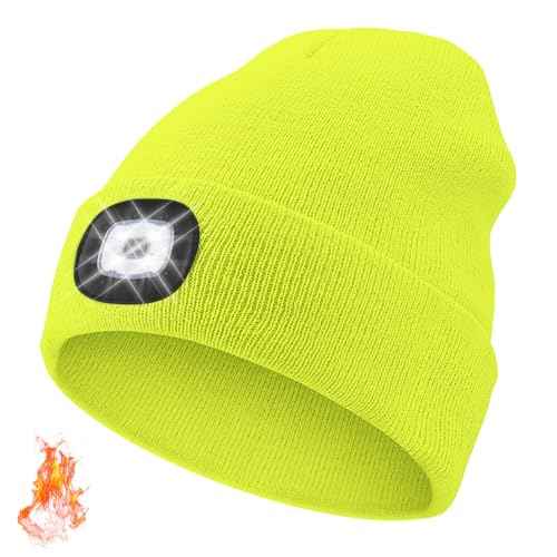 Unisex Beanie with The LED Light, for Men Women Dad Father USB Rechargeable Headlamp Caps