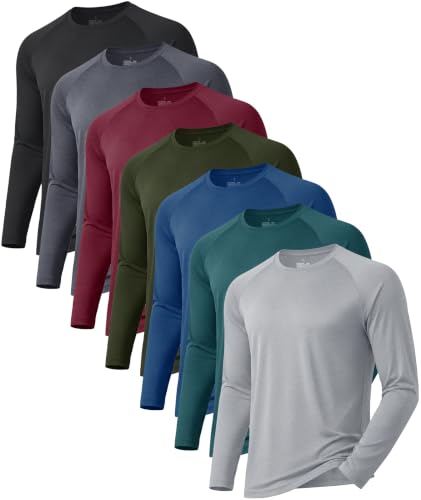Long Sleeve Quick Dry Sun Protection Shirts for Men - Large / Heather Black, Dark Grey, Blue, Green