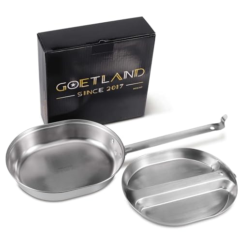 Goetland Stainless Steel US Military Mess Kit Plate Set with No Utensils for Camping Hiking Picnic