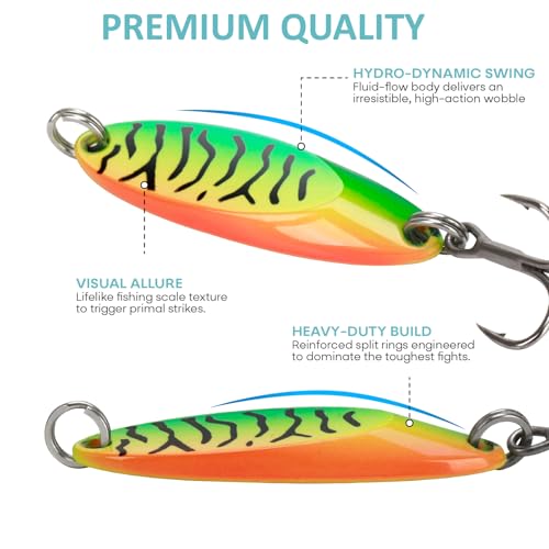 10pcs Fishing Spoons Lures Kit for Trout Bass Walleye - 2 Sizes
