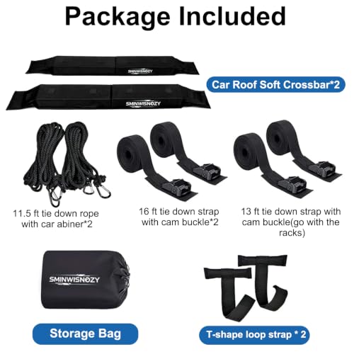 Universal Roof Rack Pads with Tie-Down Straps for Kayaks, Surfboards & Canoes