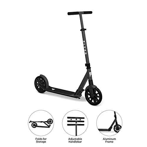 Flyer Kickstart Max, Radio Flyer Kick Scooter, Adjustable Handlebars & Foldable, Black Scooter 8+ Years, and up to 220 lbs