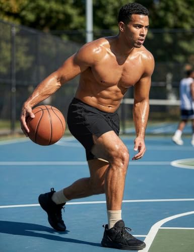 Men's 5-Inch Athletic Gym Shorts with Mesh Zipper Pocket - Quick Dry, Medium Black