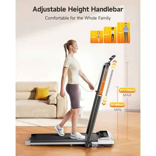 Walking Pad Treadmill with 12% Incline, 6 in 1 Folding Treadmill with Adjustable Handle Bar for Home/Office, Under Desk Treadmills Portable Walking Pad with App, Remote Control & LED Display