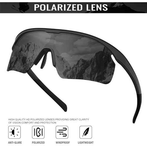 Polarized Sport-Sunglasses-Men Cycling Sunglasses: Running Sun Glasses UV Protection Golf Fishing 3packs