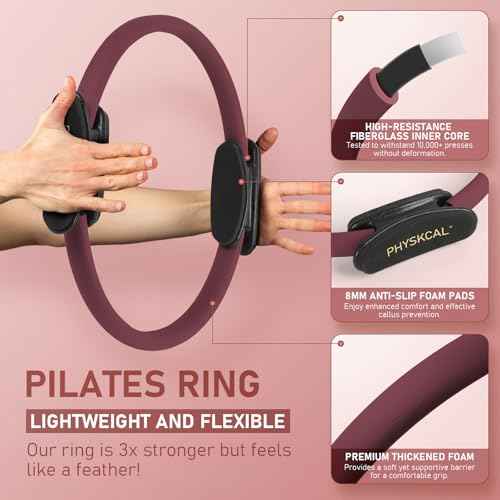 Pilates Kit, 15-Inch Pilates Ring with 1x Core Ball, 3X Resistant Loops and 2X Flex Bands, Home Pilates on Mat Essential Kit