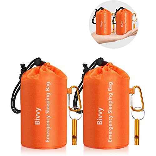 Timok Emergency Sleeping Bags Thermal-Emergency-Blankets?Ultralight Space Blankets Survival Waterproof Bivy Sack Multi-Purpose Survival Gear for Hiking, Camping, First Aid Kits, Outdoor Survival Gear