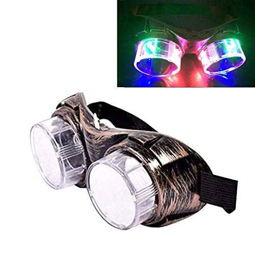 Luwint LED Flashing Glasses Vintage Goggles - Colorful Light Up Party Favors for Halloween Christmas Birthday Rave (bronze)