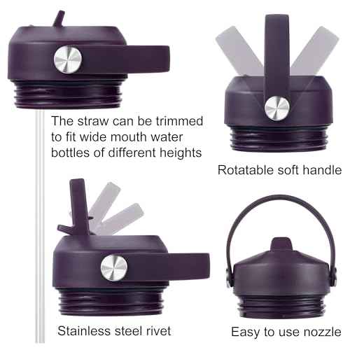 Straw lid for Yeti Rambler 18 26 36 64 oz, Lid with Straws and Flexible Handle, Replacement Cap for Yeti 18oz 26oz 36oz 64oz Rambler Water Bottle Straw Cap