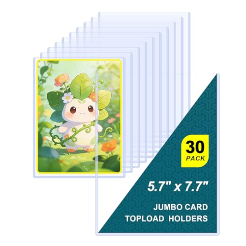 5x7 Jumbo Card Sleeves 30 Pack - Clear Rigid Protectors for Collectibles