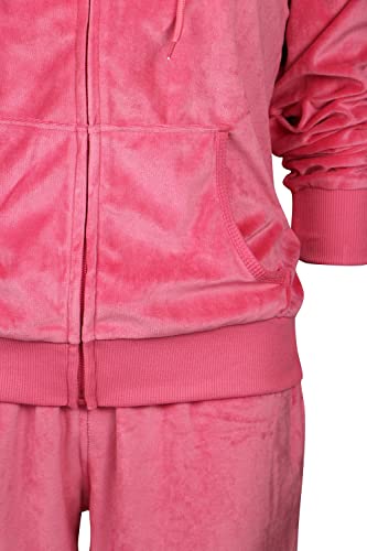 Facitisu Women's Coral Velour 2-Piece Jogger Set Hoodie & Sweatpants Large