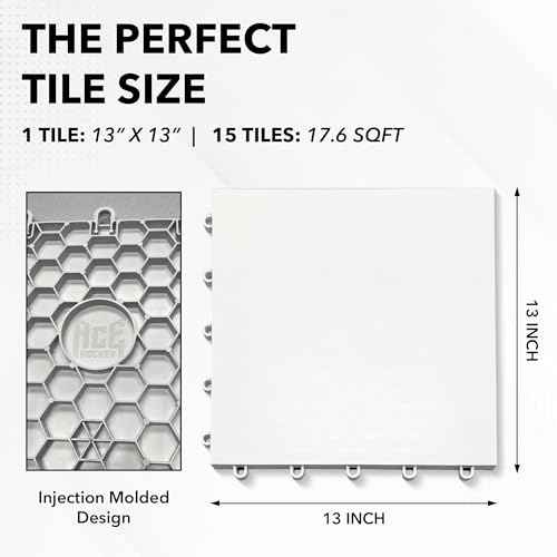 ACE HOCKEY Dryland Flooring Tiles for Hockey Training - 8-Pack Hockey Tiles (9.4 sqft) for Shooting, Passing, Stickhandling - Not Skateable Synthetic Ice Tiles for Hockey Practice