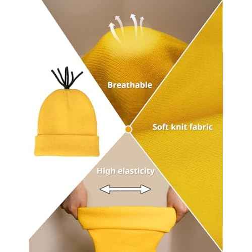 Halloween Costume Accessories Adult Yellow Beanie Hats for Men Women for Cosplay Party Set