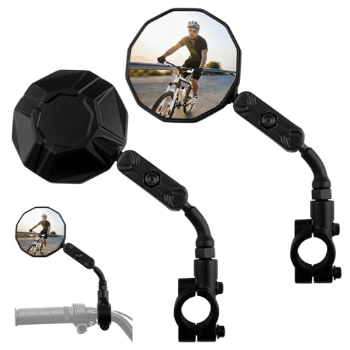 Bike Mirrors for Handlebar E-Bike Scooter Motorcycle 2 Pack - Wide-Angle