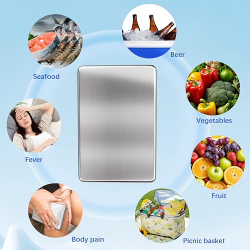 Stainless Steel Ice Packs for Lunch Boxes - Reusable Cooler Gel Packs for Food & Drinks
