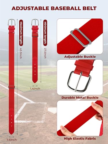 Youth Baseball Socks and Belt Set - Small Red for Boys & Girls