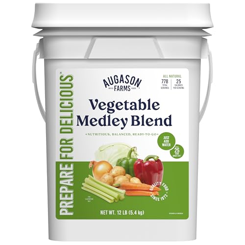 Augason Farms Vegetable Medley Blend 4-Gallon Pail, Certified Gluten Free, Emergency Food Supply, Everday Meals, 778 Servings