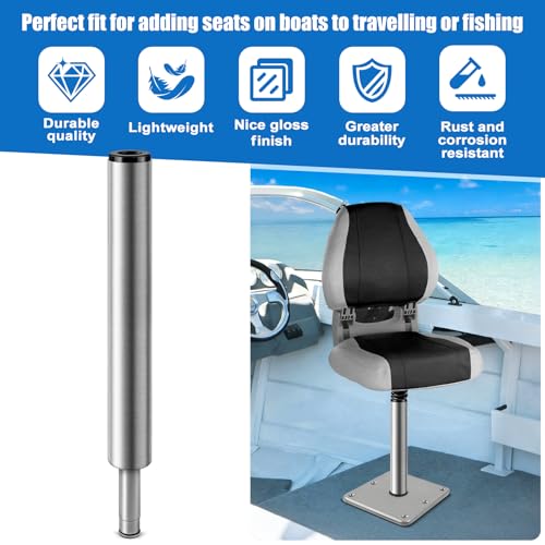 11-Inch Aluminum Boat Seat Pin Post Silver Lock-in Extension Pole for Marine
