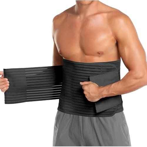 Abdominal Binder for Men & Women ? Post Surgery Belly Band Adjustable Compression Wrap Belly Binder Abdomen Hernia Support Belt (L)