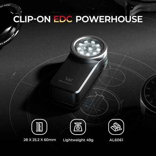 Wurkkos HD03 Rechargeable EDC Flashlight 680 High Lumen Clip Light, Small Flashlight Triple Light Source, 90 High CRI, IPX6 Waterproof, Magnetic Mini Pocket Flashlight for Working Emergency Signal