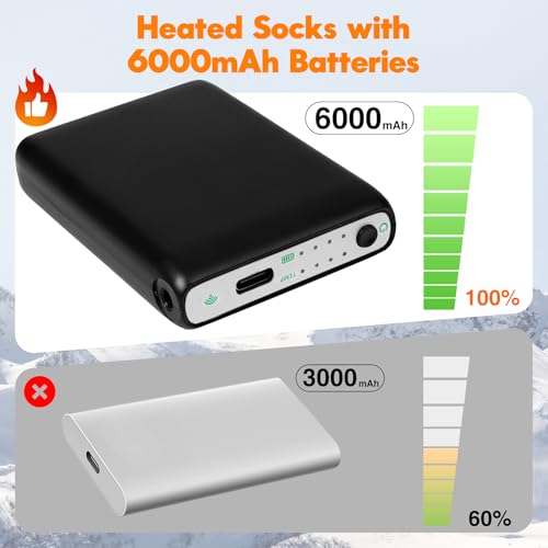 Rechargeable Heated Socks for Men Women Dark Blue 6000mAh App Control Winter Outdoor