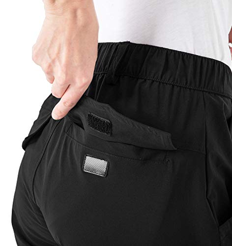 Water-Resistant Cargo Hiking Pants for Women - Quick Dry, UPF 50+, Black, Large