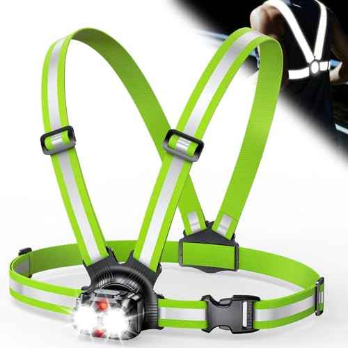 Running Lights for Runners 800LM, 6 Modes Running Light with 45¡ÆAdjustable Tilt, IPX5 Waterproof Rechargeable Visibility Reflective Vest for Night Walking/Cycling/Jogging, 4-25Hrs Runtime