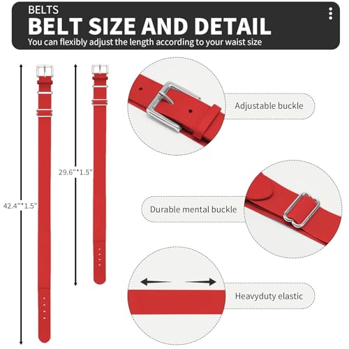 Toddler Baseball Socks & Belt Set for Kids Ages 2-16, 5-7 Years Red Variation