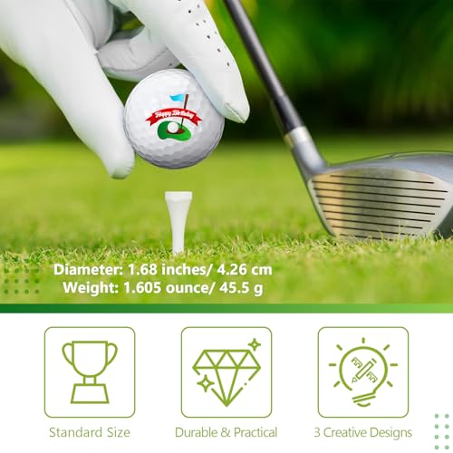 Birthday Themed Golf Balls Set - 3 Durable Golf Gifts for Men & Golf Lovers