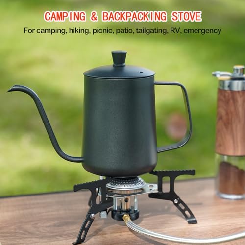 Black Portable Camping Gas Stove 3500W with Piezo Ignition & Carry Bag