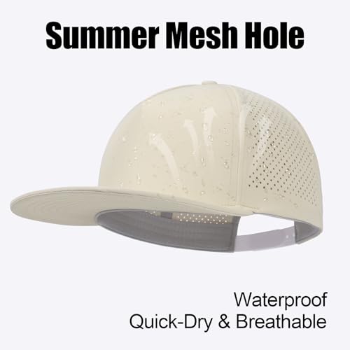 Oversize Flat Bill Baseball Cap for Men Women Quick Dry Snapback Hat Beige XL-XXL