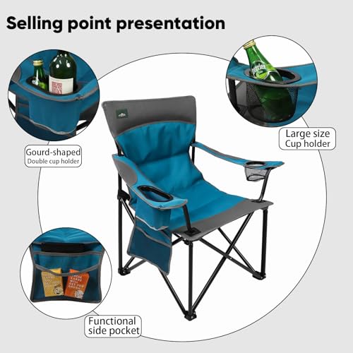 Northroad Heavy-Duty Foldable Camping Chair Blue Support Up to 300lbs Outdoor